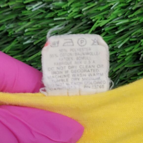 Vintage 1986 Screen-Stars Shirt Womens M/L 18x24 Yellow USA - Picture 6 of 13